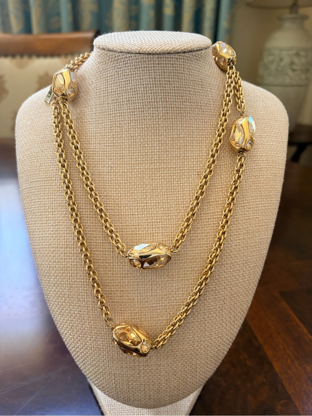 Atelier Swarovski core Collection Gold Double Strand Necklace